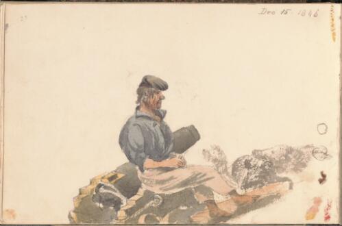 [Study of a sailor and Rattle, the dog] Dec. 15, 1846 [picture] / [Charles Edward Stanley]