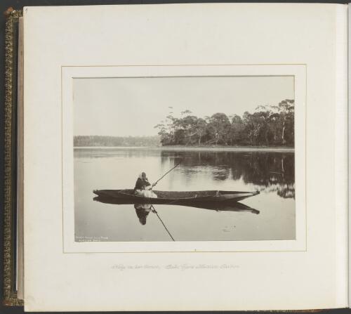 Kitty in her canoe, Lake Tyers Mission station, Victoria, ca. 1865 [picture] / Nicholas Caire
