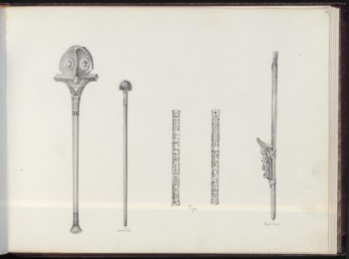 [Drawings of objects used in war and ceremonies] [picture] / [Charles-Claude Antiq]