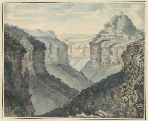 View of the gullies of the Grose River from a cataract named Govett's Leap [picture] / W. R. Govett