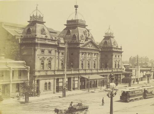 Princess Theatre, Melbourne, from Parliament House, ca. 1895 [picture] / J.W. Lindt