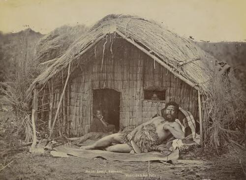 Maori Chief and whare, New Zealand, 1894 [picture]