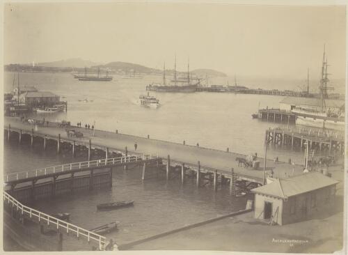 Auckland Harbour showing jetty and boat marina, New Zealand [picture]
