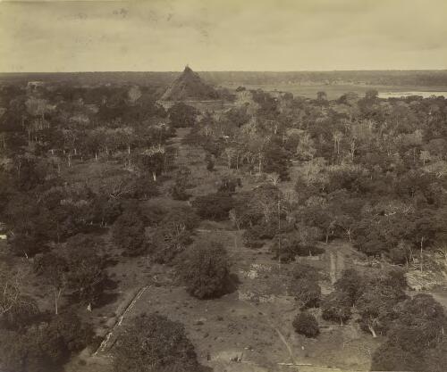 Aerial photograph of Anuradhapura featuring a stupa in distance, Sri Lanka [picture]