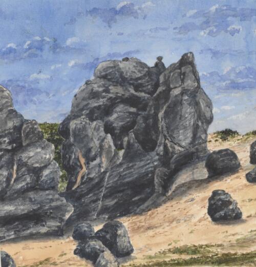 Limestone rocks, Castle Hill Station [picture] / [Charles Enys]