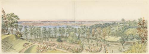 Sydney from Botany at the Honble. [i.e. Honourable] A. McArthur's, Glebe Point, New South Wales [picture] / [Frederick James Jobson]