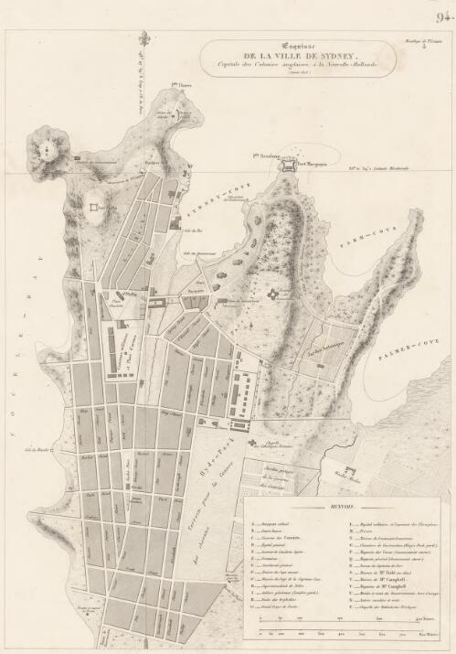 Esquisse de la ville de Sydney [cartographic material] : capitale des colonies anglaises, à la Nouvelle-Hollande : année 1823