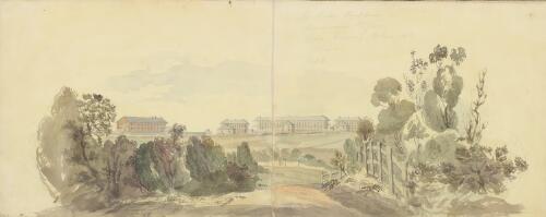 The public buildings in Macquarie Street from the road heading to Mrs. Macquarie's Chair, Sydney, 1818 [picture] / Edward Close