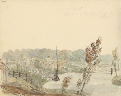 Morpeth, from above the new steam company's wharf, New South Wales, ca. 1845 [picture] / Edward Close