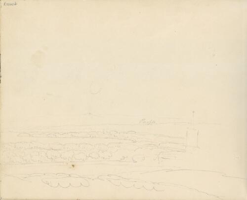Preliminary outline of a view towards Christ Church [?] in Newcastle, New South Wales, ca. 1820 [picture] / Edward Close