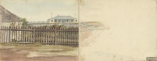 Commandant's house from in front of the old gaol, Newcastle, New South Wales, ca. 1828 [picture] / Edward Close