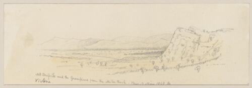 Mt. Aripiles [i.e. Arapiles] and the Grampians from the Mitre Rock, Thurs. 7 May 1868 [picture] / S.L