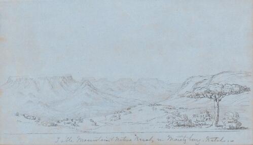 Table Mountain & native kraals in Maritzburg, Natal [picture] / Frederick Mackie