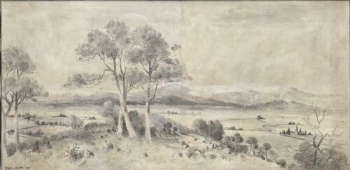 View looking south over site from Mount Ainslie, Canberra, 1908 [picture] / Chas. G. Coulter