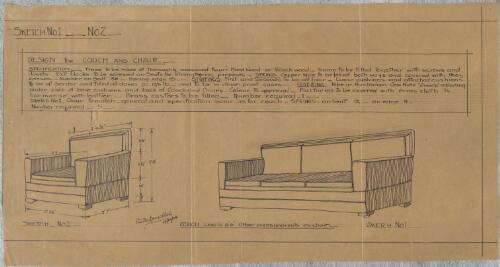 Design for couch and chair : sketch no. 1 - no. 2 [picture] / Ruth Lane-Poole