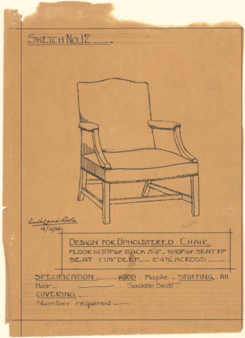 Design for upholstered chair : sketch no. 12 [picture] / Ruth Lane-Poole