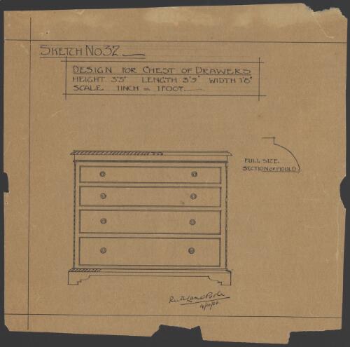 Design for chest of drawers : sketch no. 32 [picture] / Ruth Lane-Poole