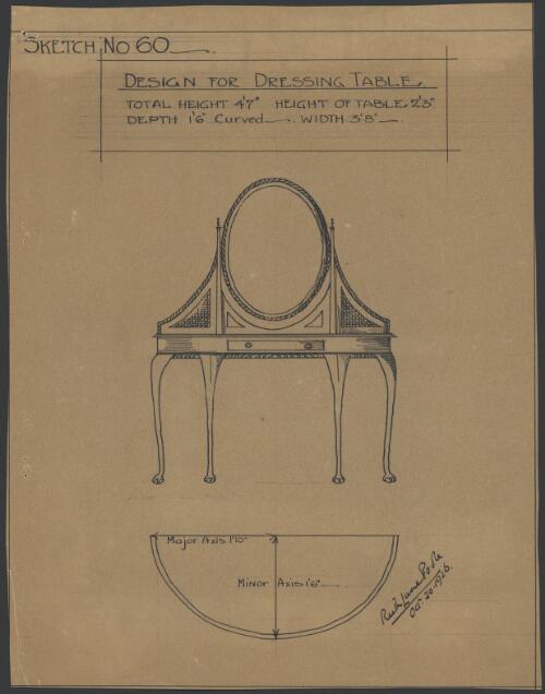 Design for dressing table : sketch no. 60 [picture] / Ruth Lane-Poole