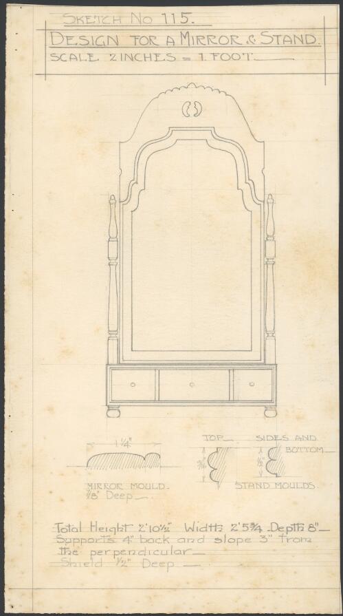Design for a mirror & stand : sketch no. 115 [picture] / Ruth Lane-Poole
