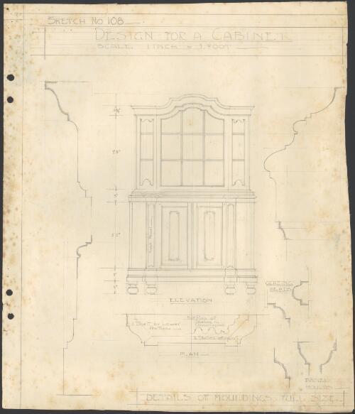 Design for a cabinet  : sketch no. 108 [picture] / Ruth Lane-Poole