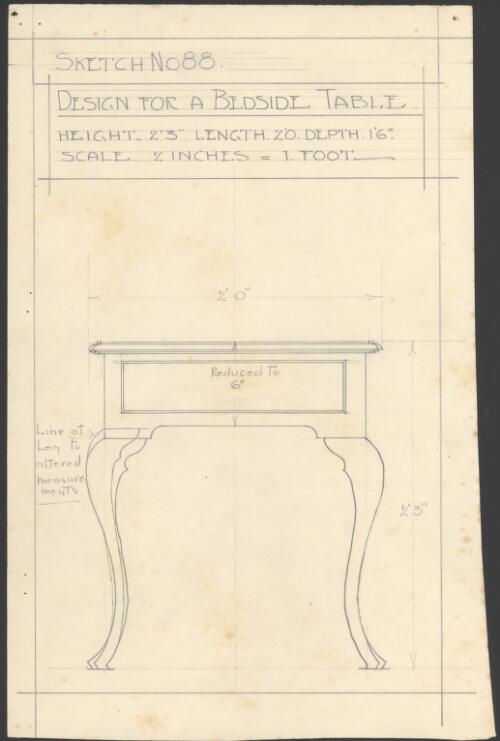 Design for a bedside table : sketch no. 88 [picture] / Ruth Lane-Poole