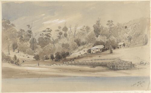 The cattle yard, Twofold Bay, from the deck of the Tasmania en route to Hobarton [picture] / G.P.S