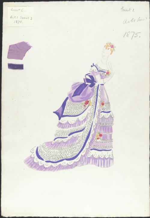 Costume design for Guest 1 from a J.C. Williamson production, 1875