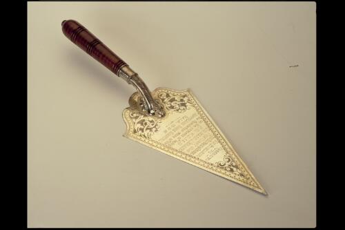 Trowel presented to Sir Isaac Isaacs as Governor-General on the occasion of laying foundation stone of the Gippsland Base Hospital, Sale, 10th September, 1931 [realia] / Newman's