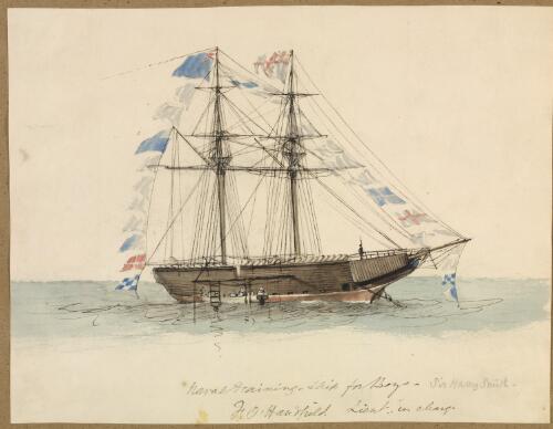 Naval training ship for boys, Sir Harry Smith, F.O. Handfield, Lieut. in charge [picture] / [George Gordon McCrae]
