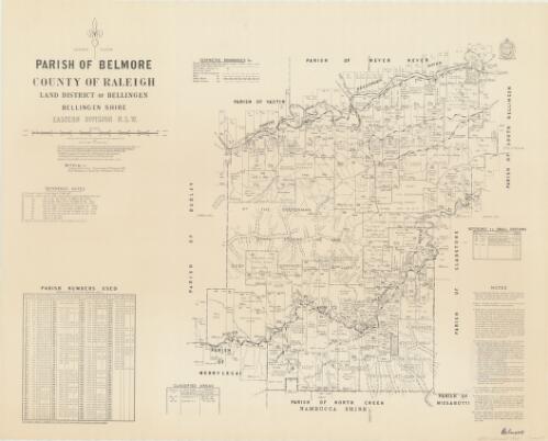 Parish of Belmore, County of Raleigh [cartographic material] : Land District of Bellingen, Bellingen Shire, Eastern Division N.S.W. / compiled, drawn & printed at the Department of Lands, Sydney, N.S.W
