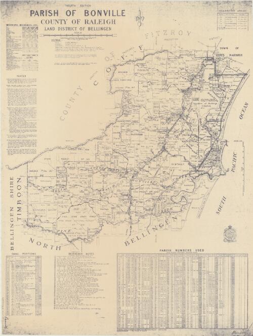 Parish of Bonville, County of Raleigh [cartographic material] : Land District of Bellingen / compiled, drawn and printed at the Department of Lands, Sydney N.S.W