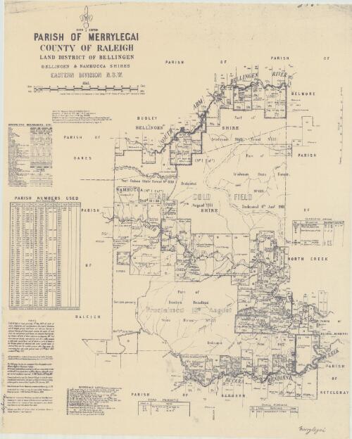 Parish of Merrylegai, County of Raleigh [cartographic material] : Land District of Bellingen, Bellingen & Nambucca Shires, Eastern Division N.S.W. / compiled, drawn and printed at the Department of Lands, Sydney N.S.W