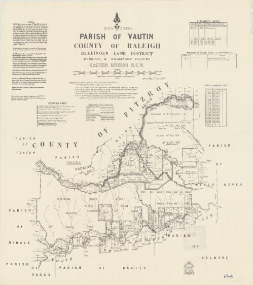 Parish of Vautin, County of Raleigh [cartographic material] : Bellingen Land District, Dorrigo & Bellingen Shire, Eastern Division N.S.W. / compiled, drawn and printed at the Department of Lands, Sydney N.S.W