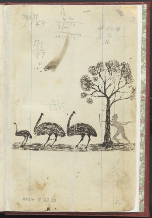 Hunting emus, Wahgunyah Region, Victoria, 1880 [picture] / Tommy McRae
