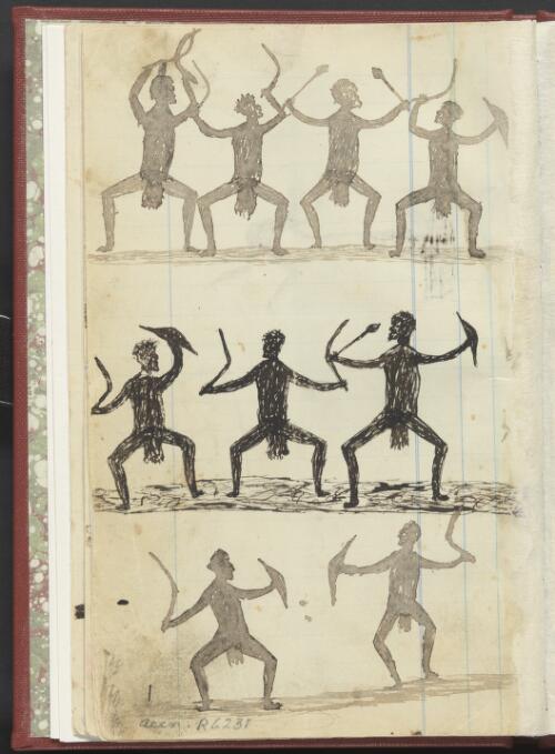 Aboriginal men dancing, Wahgunyah Region, Victoria, 1880 [picture] / Tommy McRae