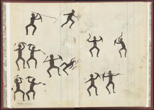 Aboriginal men fighting, Wahgunyah Region, Victoria, 1880 [picture] / Tommy McRae