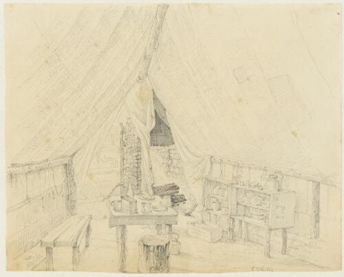 Interior of a digger's tent [picture] / Henry Winkles