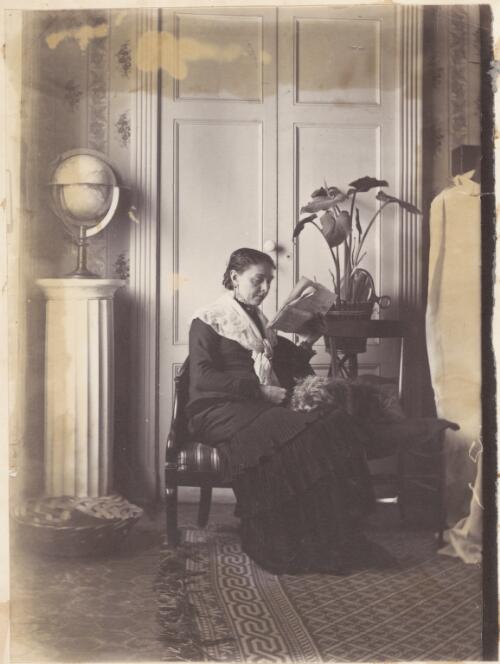 Woman reading with a dog on her lap [picture] / J. Chester Jervis