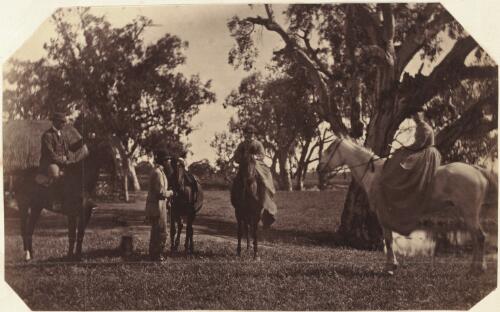 Two women and a man on horseback, Victoria [picture] / J. Chester Jervis
