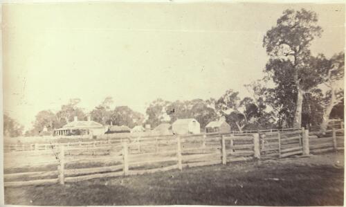 View of homestead showing the out buildings, Victoria, ca.1866 [picture] / J. Chester Jervis