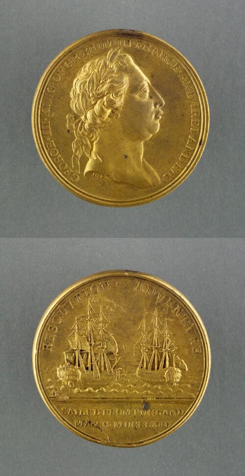 [Commemorative medal, Resolution, Adventure sailed from England, March 1772] [realia]