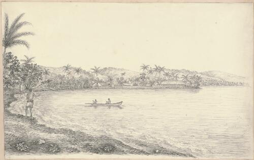 View from Papiate, Taheite [i.e. Papeete, Tahiti], Wilkes Harbour, Jany.18 [picture]