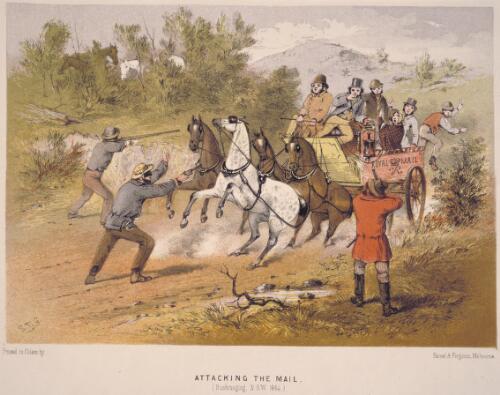 Attacking the mail, bushranging, N.S.W. 1864 [picture] / S.T.G
