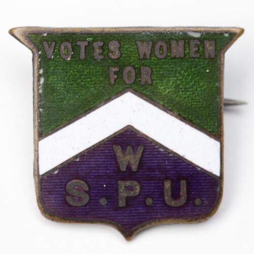 Badges of women's suffrage groups worn by Bessie Rischbieth, circa 1913 [realia]