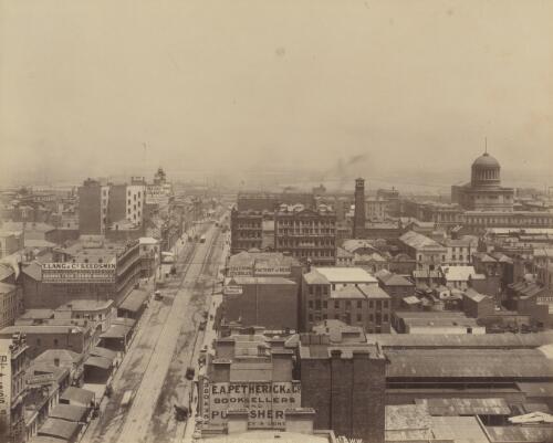 Melbourne, from Post Office tower, looking west, 1892 [picture] / Fred Hardie