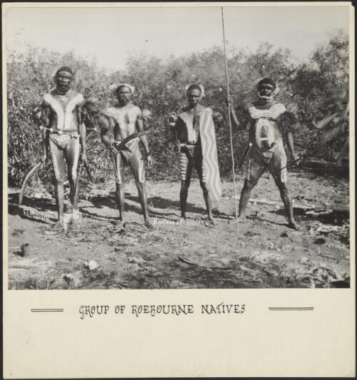 Four unidentified Aboriginal men, Roebourne, Western Australia, ca. 1910, 1 [picture] / E.L. Mitchell