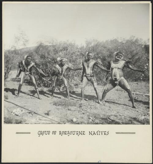 Four unidentified Aboriginal men, Roebourne, Western Australia, ca. 1910, 2 [picture] / E.L. Mitchell