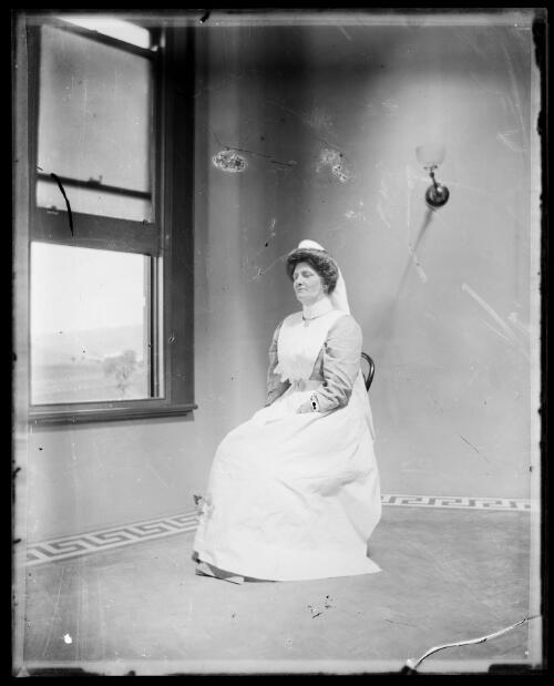 Matron Young at the new hospital, Gundagai, New South Wales [picture] / Charles Gabriel