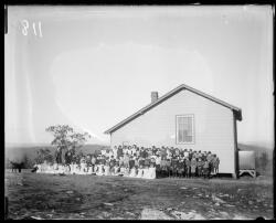 Mr. Harry Dennis, headmaster and children at Gundagai Public School ...