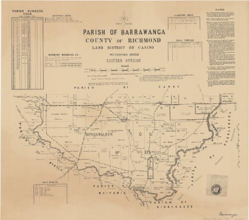 Parish of Barrawanga, County of Richmond [cartographic material] : Land District of Casino, Woodburn Shire, Eastern Division / compiled, drawn and printed at the Department of Lands, Sydney, N.S.W